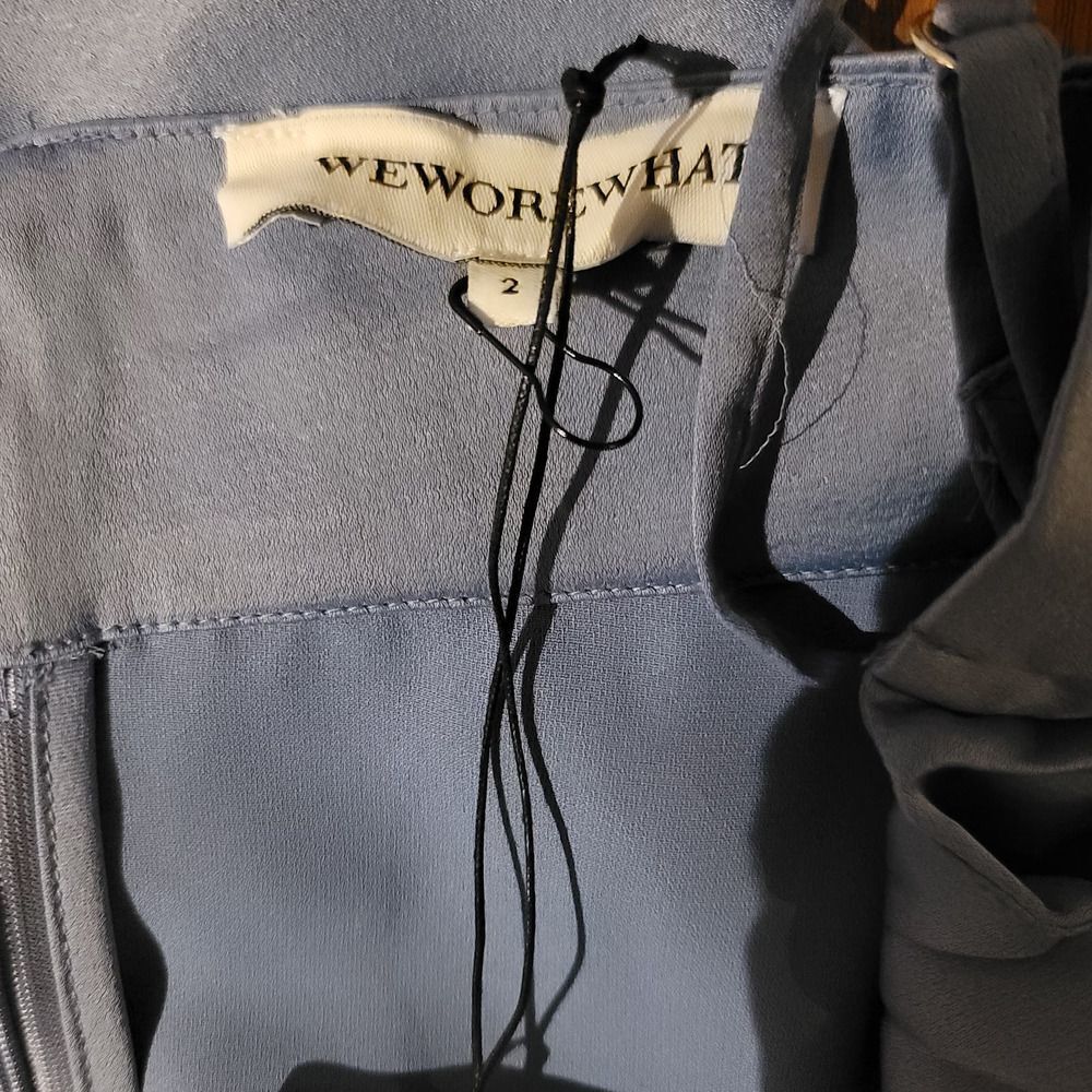 Anthropologie WeWoreWhat Cowl Satin Charmeuse Midi Dress in Slate Blue Size 2 - Picture 5 of 10